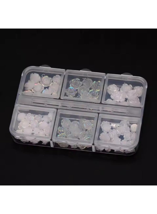 Goolsky 3D White Aurora Camellia Nail Art Charms Rhinestones 90PCS Jewelry Acrylic Resin Decorations DIY Crafts Flowers Manicure Design - Image 2